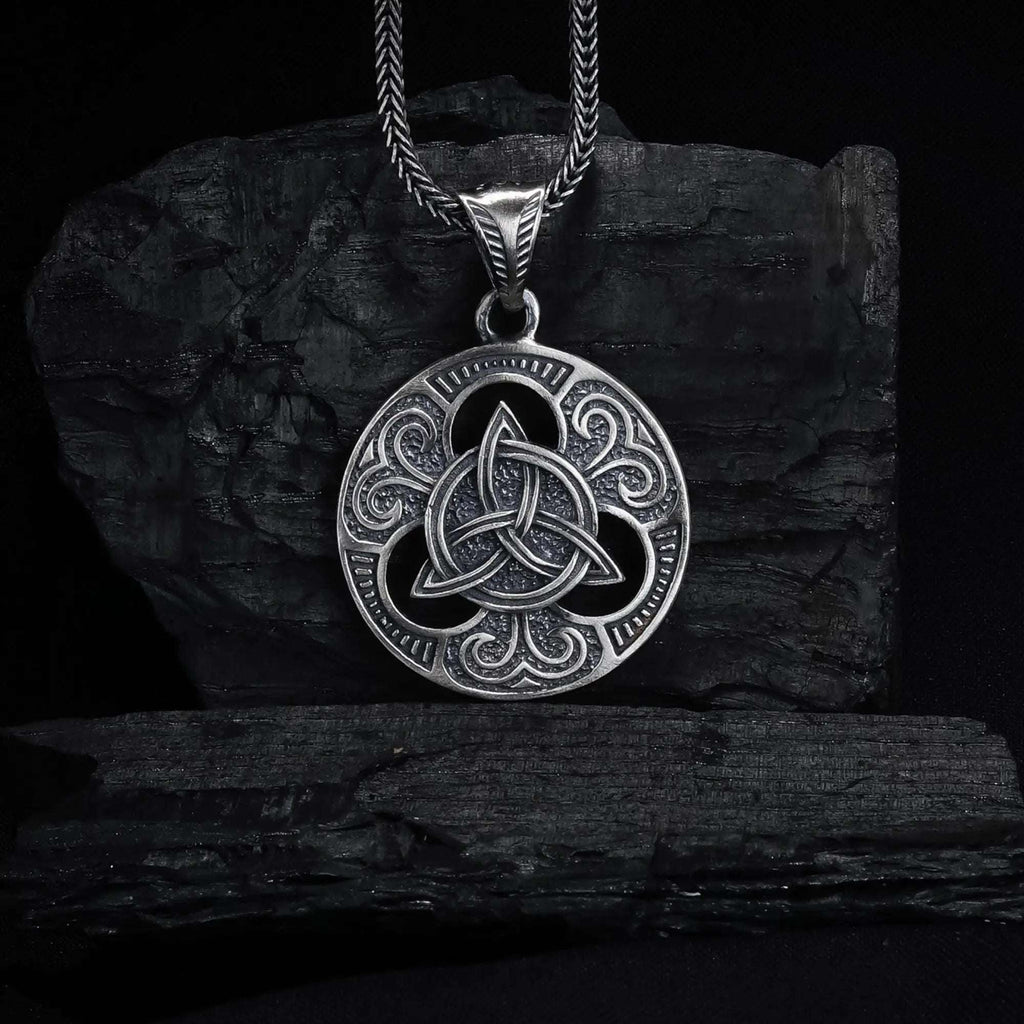Sterling Silver Celtic Trinity Knot Necklace Handmade Triquetra Pendant Men   Charmora Jewelry