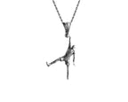 Handmade Oxidized Sterling Silver Basketball Player Pendant Necklace   Charmora Jewelry