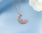 Sterling Silver Crescent Moon and Star Necklace: Celestial Jewelry