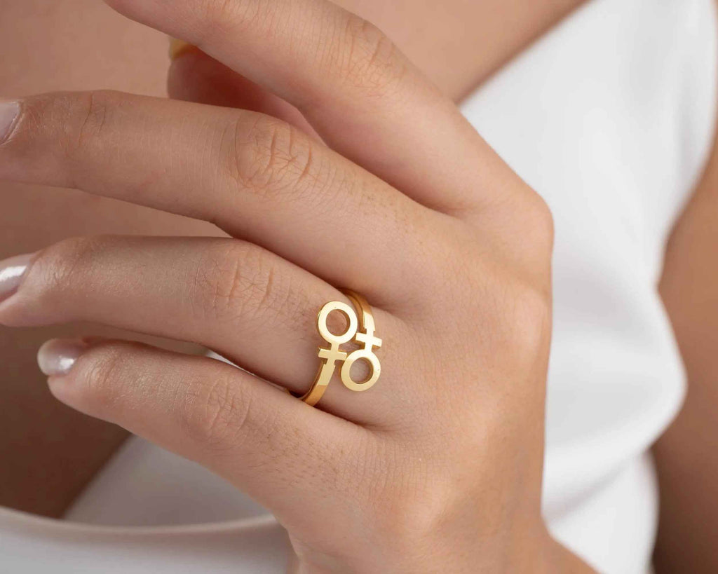 Sterling Silver Double Venus Ring: LGBTQ Pride Jewelry