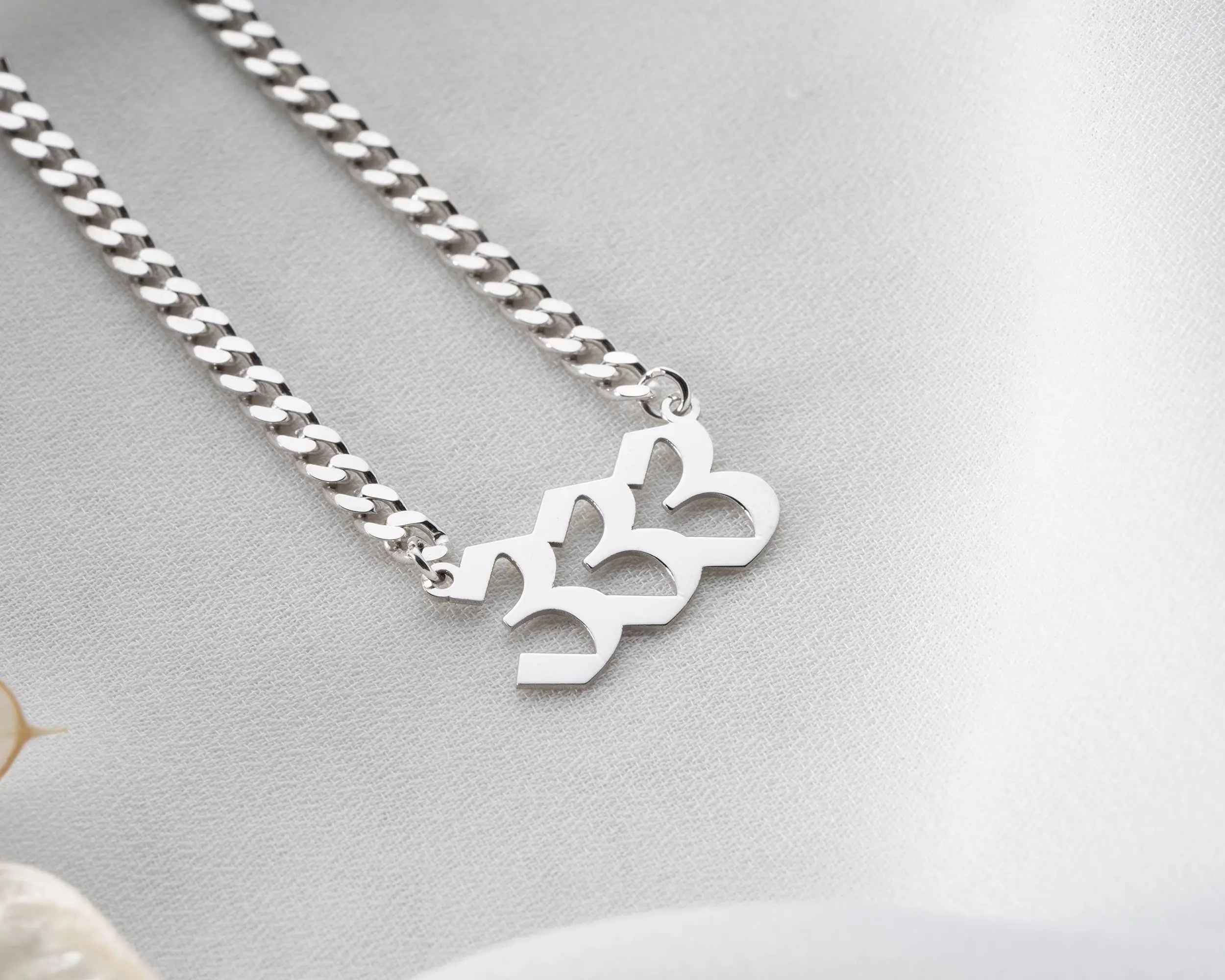 333 Angel Number Necklace: Sterling Silver Lucky Charm