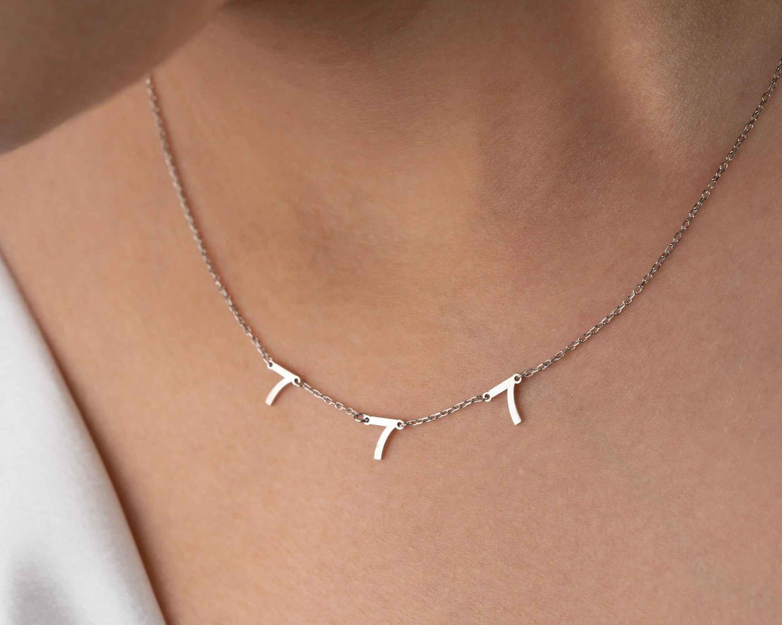 Personalized Sterling Silver Number Necklace - Angel Number Pendant