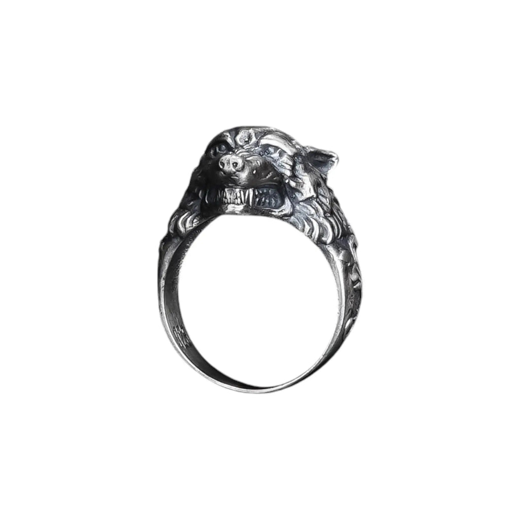 Sterling Silver Wolf Head Ring: Handcrafted Animal Jewelry   Charmora Jewelry