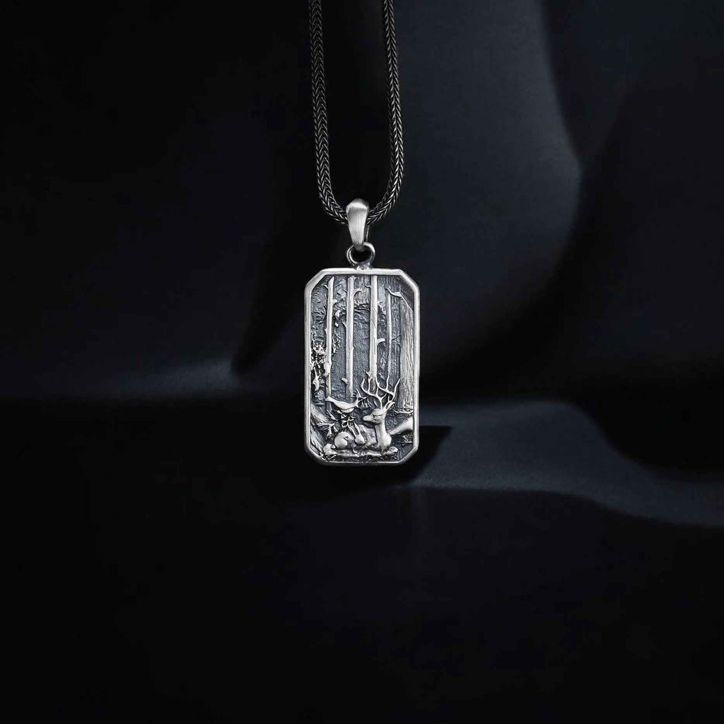 Sterling Silver Deer Necklace: Handmade Forest Stag Pendant