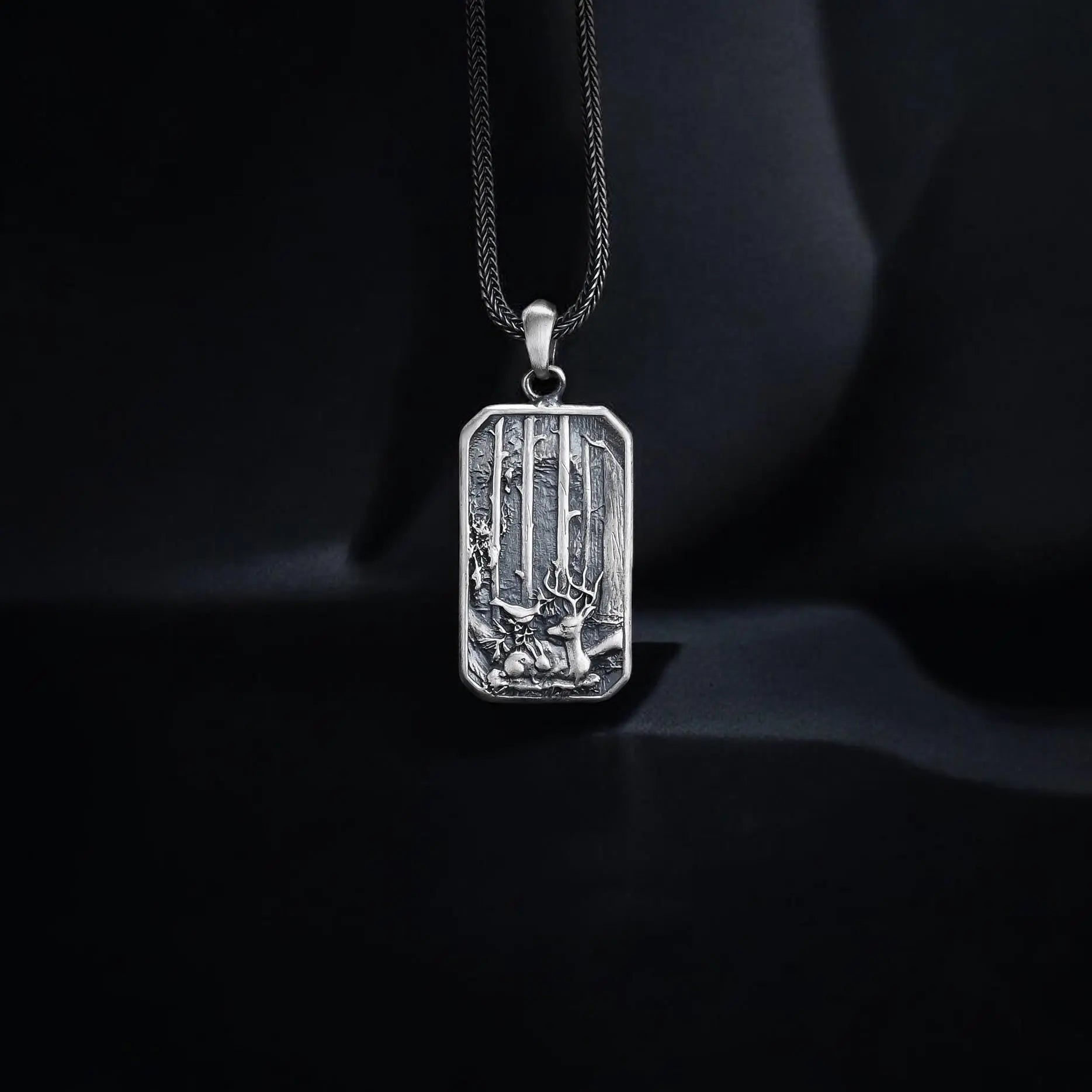 Collier Cerf en Argent Sterling : Pendentif Cerf de Forêt Fait Main