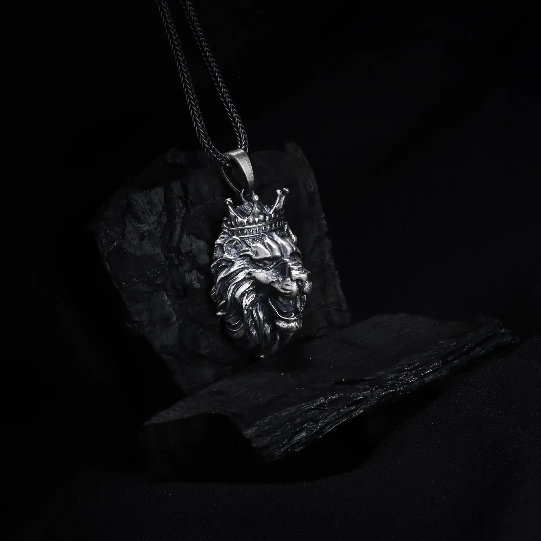 Sterling Silver King Lion Necklace | Leo Zodiac Mens Pendant   Charmora Jewelry