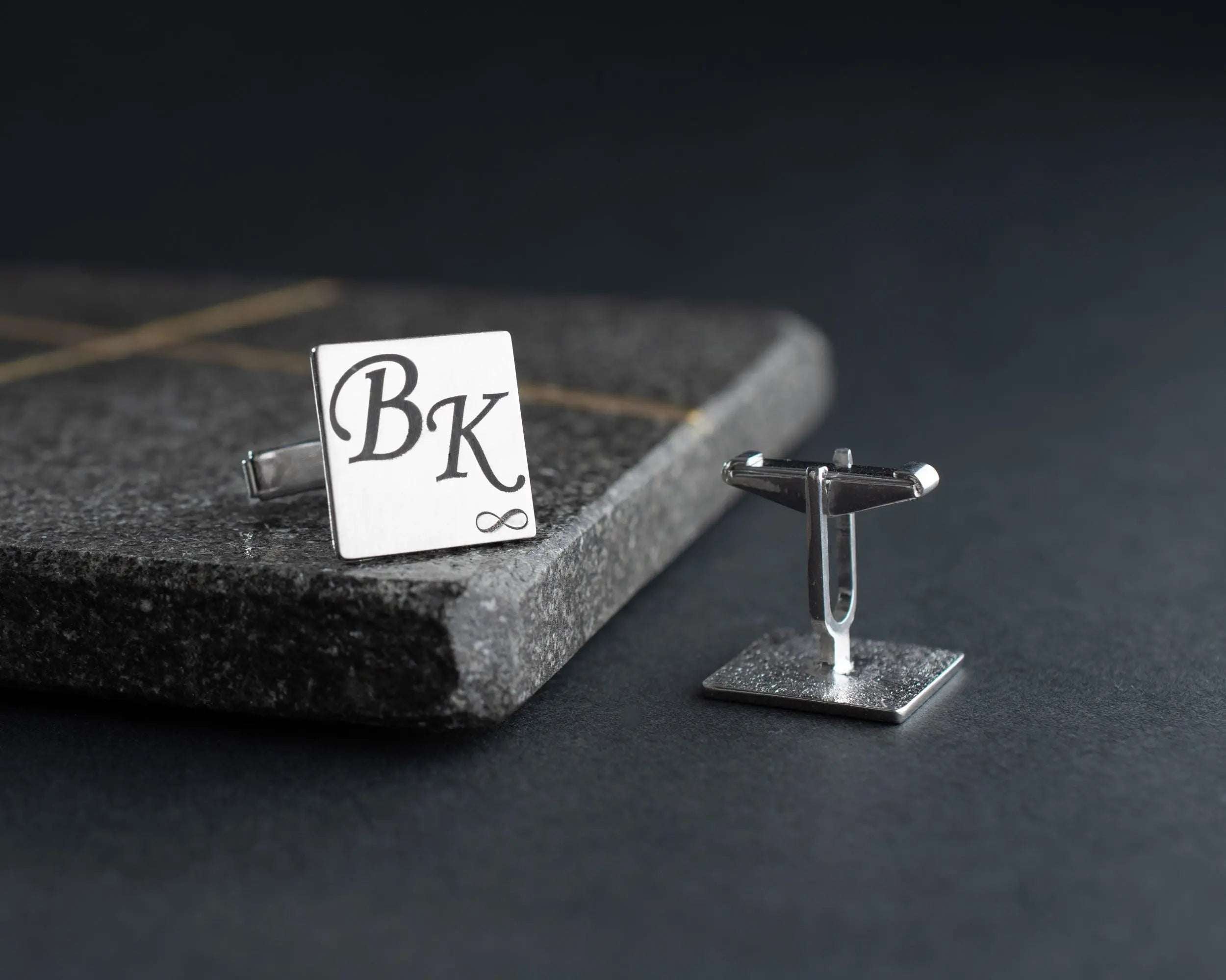 Engraved Sterling Silver Infinity Cufflinks: Personalized Wedding Groomsmen Gift   Charmora Jewelry