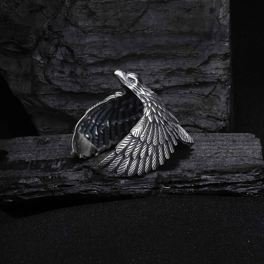 Sterling Silver American Eagle Ring: Oxidized 925 Silver Band