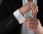 Engraved Initial Cufflinks: 925 Sterling Silver Groomsmen Gift