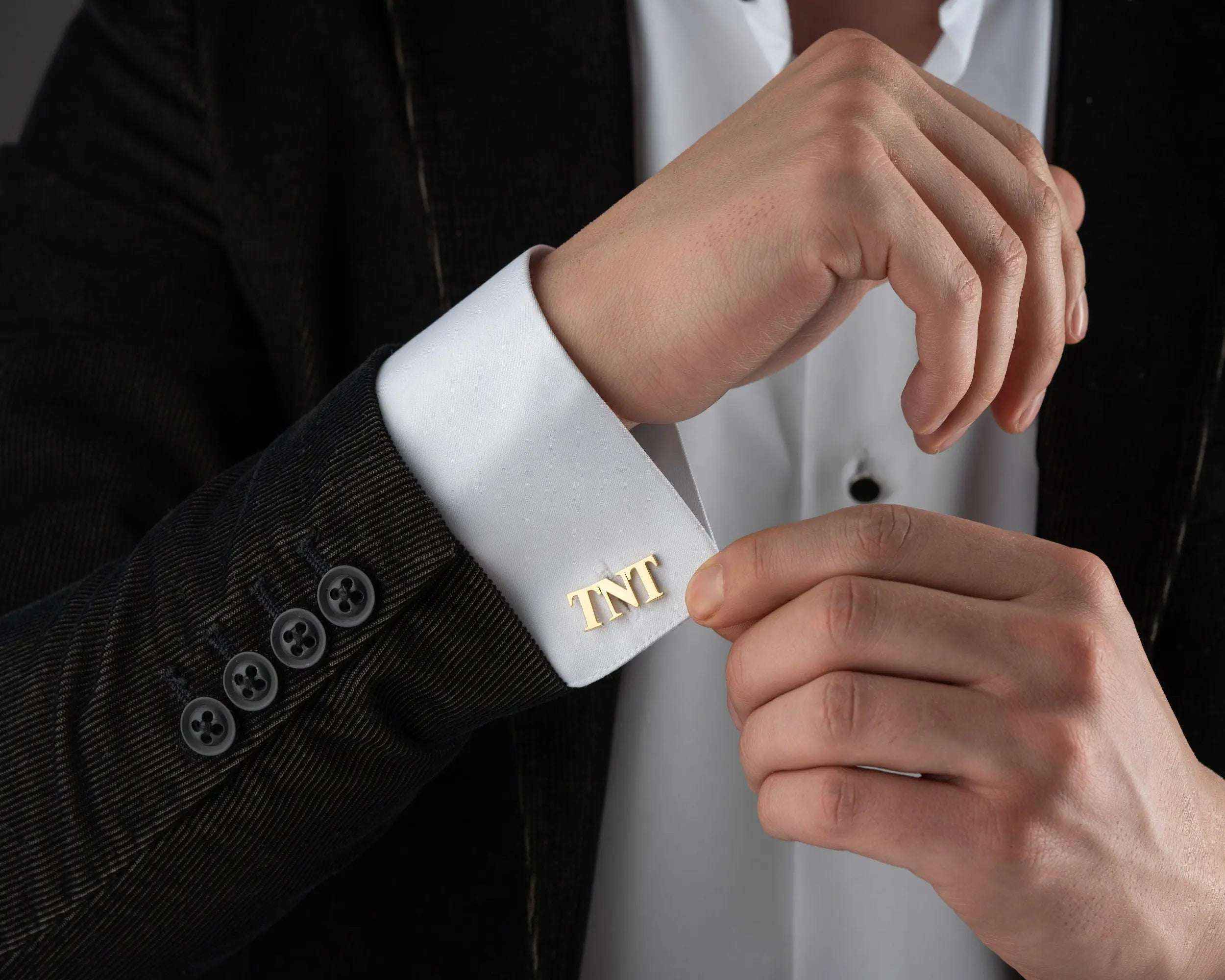 Engraved Initial Cufflinks: 925 Sterling Silver Groomsmen Gift