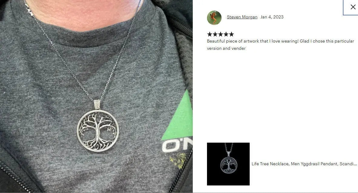 Sterling Silver Yggdrasil Necklace: Viking Tree of Life Pendant   Charmora Jewelry