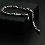 Sterling Silver Men’s Bracelet with Garnet Baguette Stones – Gift for Him