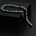 Sterling Silver Men’s Bracelet with Garnet Baguette Stones – Gift for Him