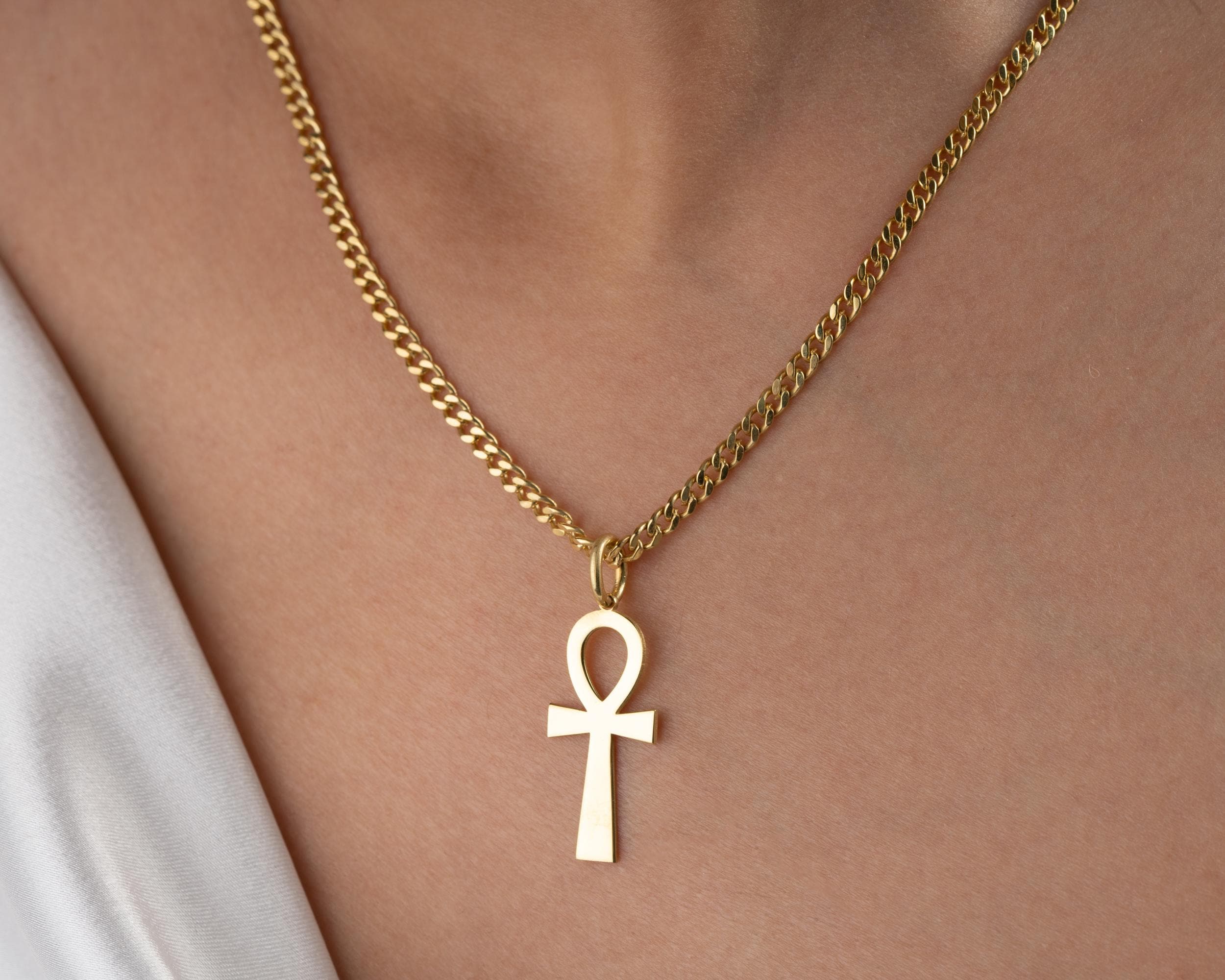 Gold Ankh Pendant: Sterling Silver Egyptian Cross Necklace