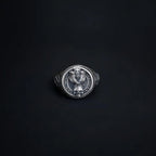 Oxidized Sterling Silver Owl Skull Ring: Gothic Biker Jewelry   Charmora Jewelry