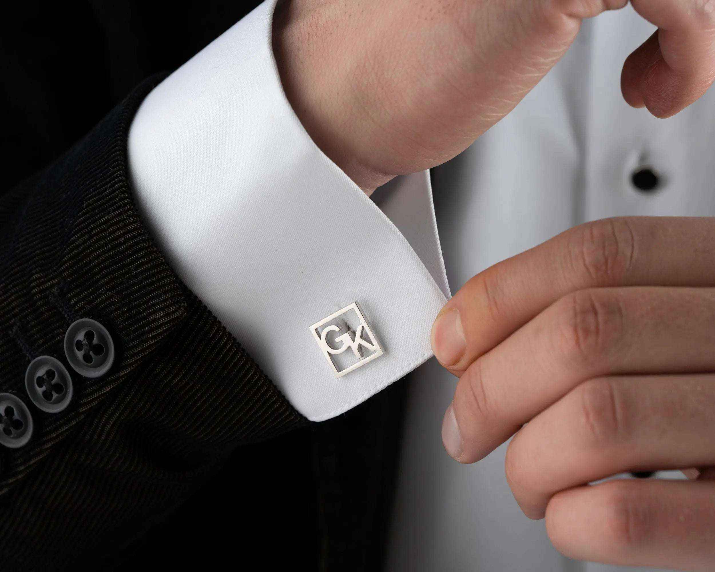Sterling Silver Custom Initial Cufflinks, Personalized Wedding Gift