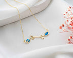 Opal Tulip Necklace: Sterling Silver Floral Pendant, Handmade Jewelry