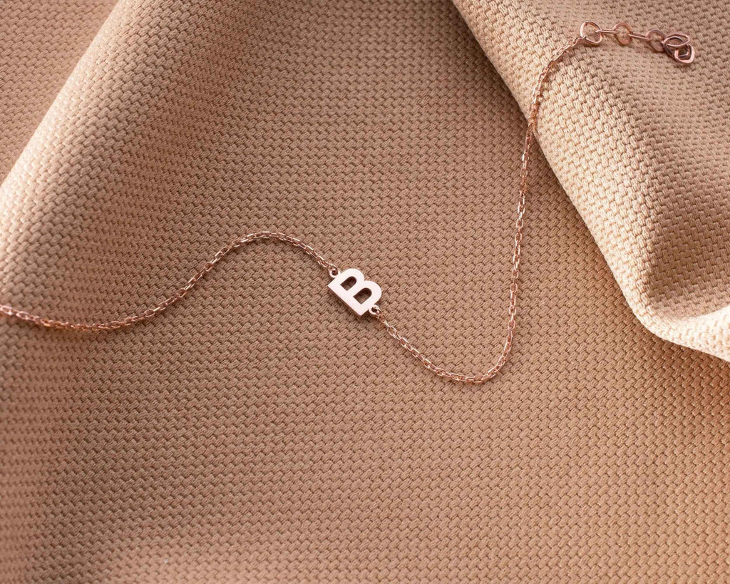 Sterling Silver Initial Bracelet: Personalized Letter Jewelry