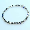 925 Sterling Silver Blue Baguette Bracelet for Men, Modern Men’s Jewelry Gift