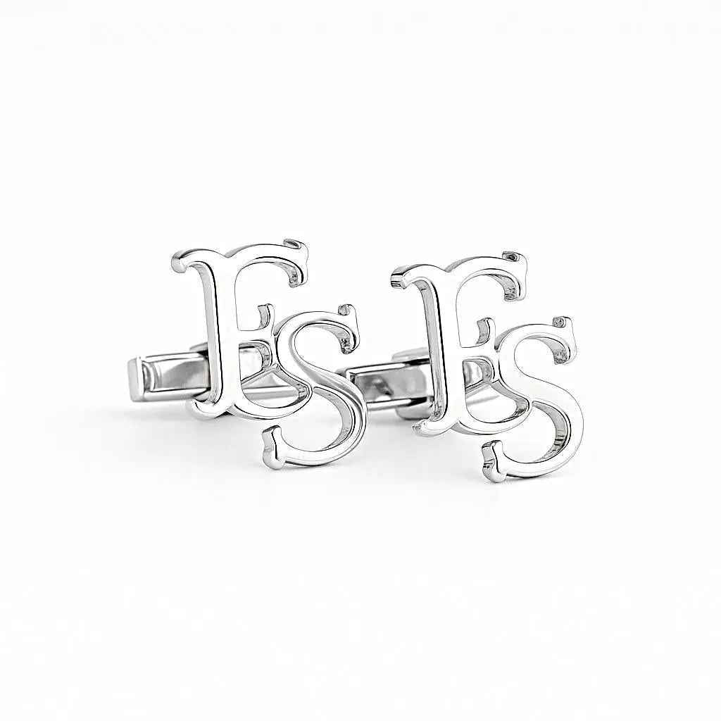 Custom Initial Cufflinks: Engraved Sterling Silver Groomsmen Gift