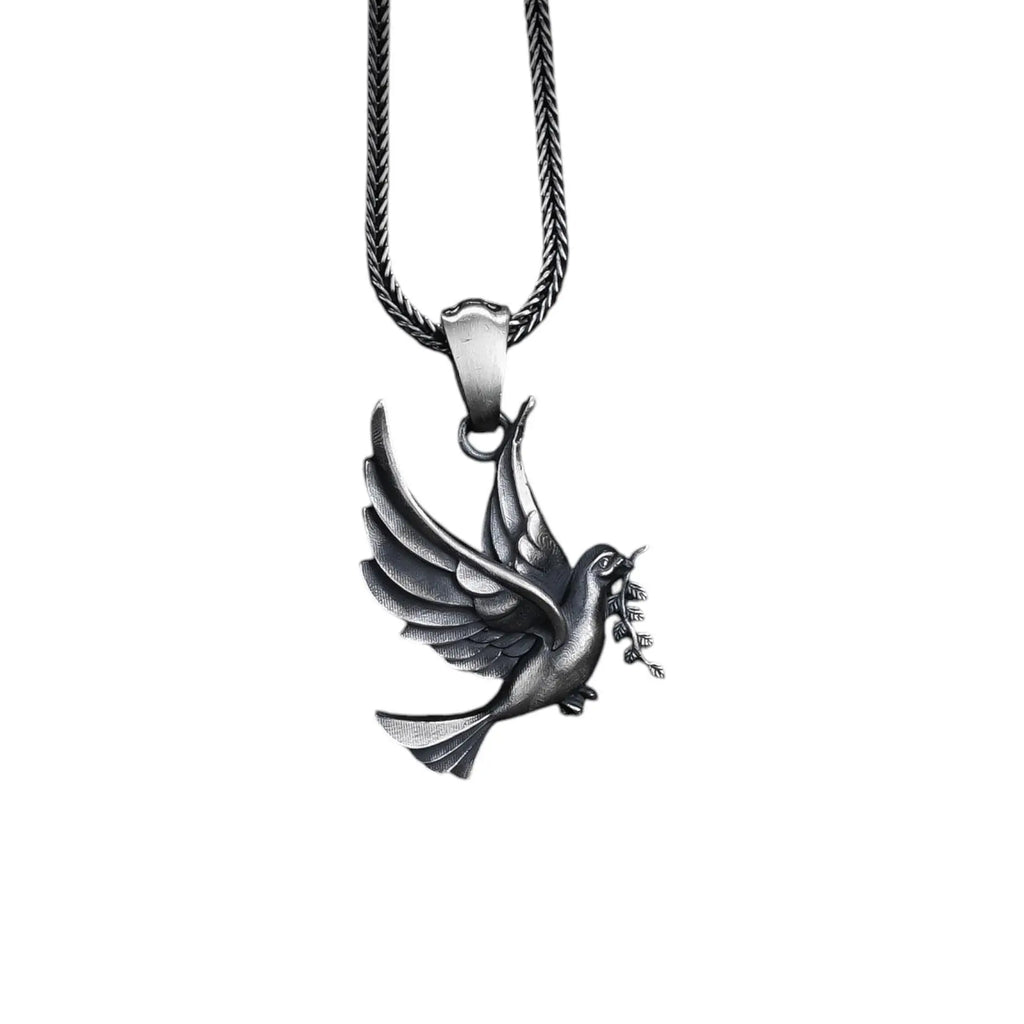 Sterling Silver Dove Necklace: Handmade Peace Symbol Pendant   Charmora Jewelry