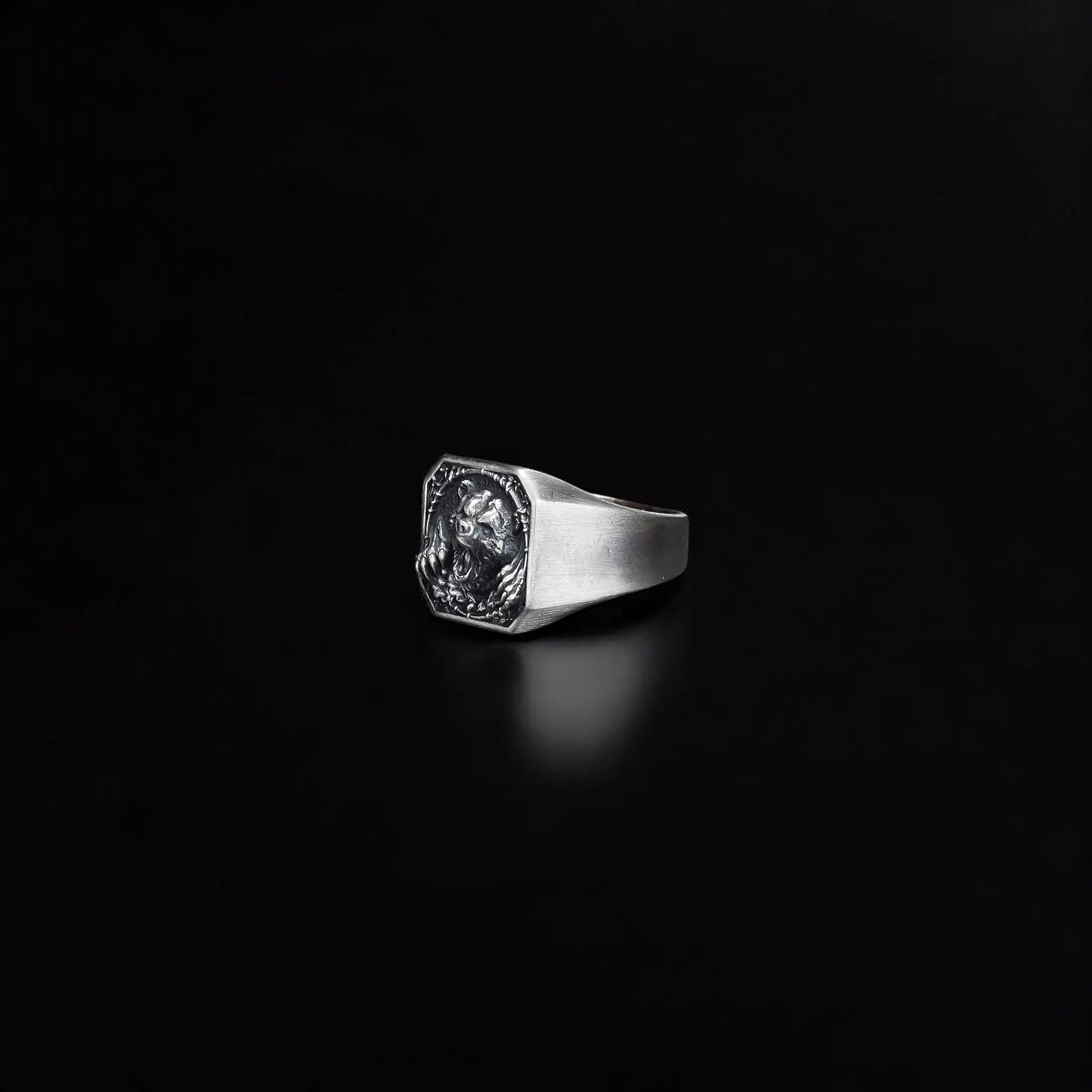 Oxidized Sterling Silver Bear Ring - Animal Lover Jewelry   Charmora Jewelry