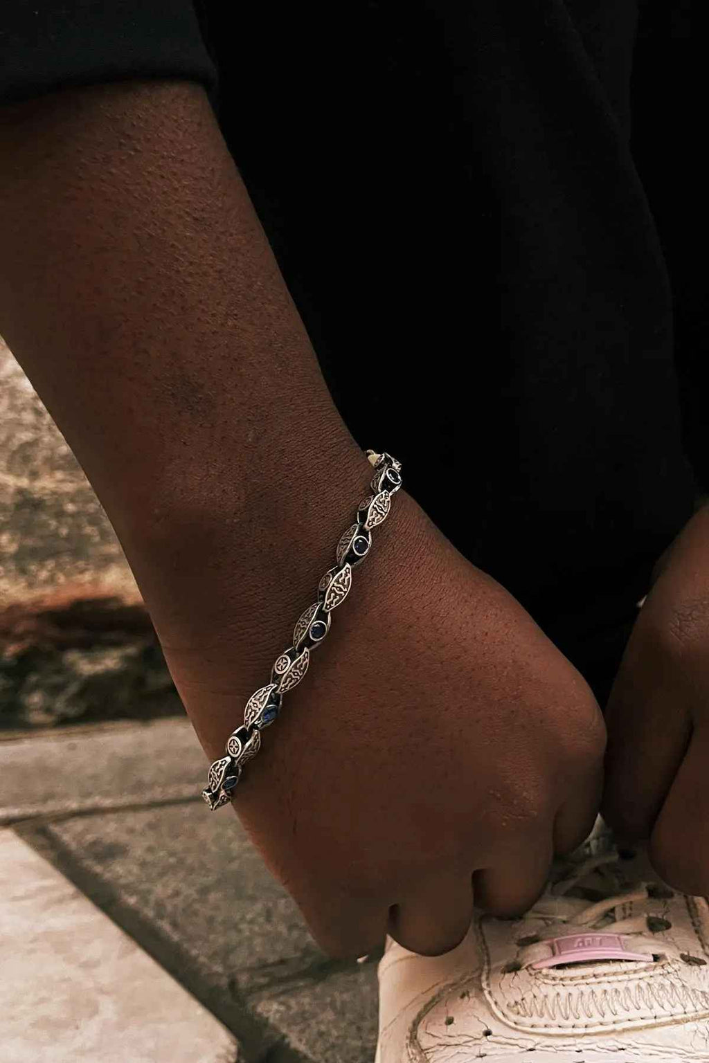 925 Sterling Silver Cross Bracelet, Gothic Celtic Men’s Jewelry, Handmade Oxidized Chain