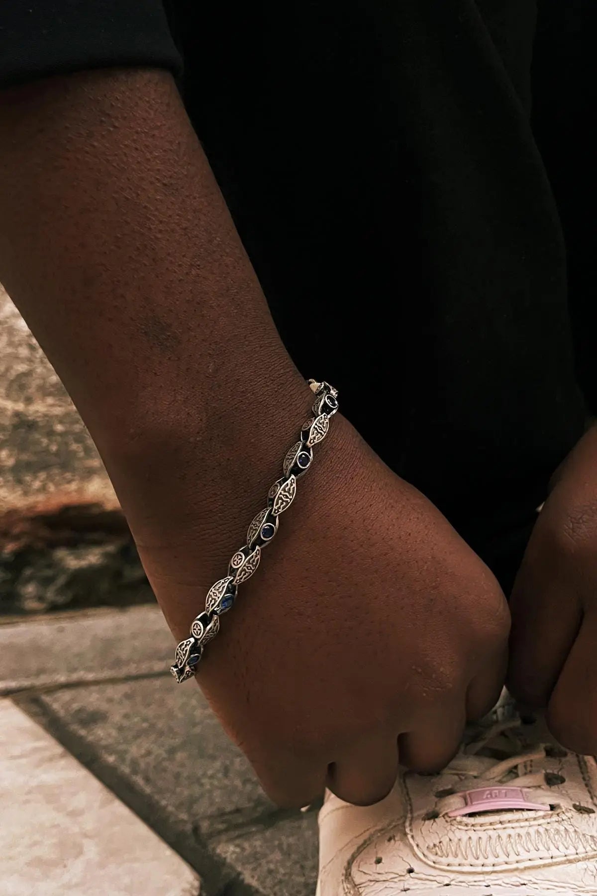 Bracelet croix en argent sterling 925, bijoux gothiques celtiques pour hommes, chaîne oxydée faite à la main