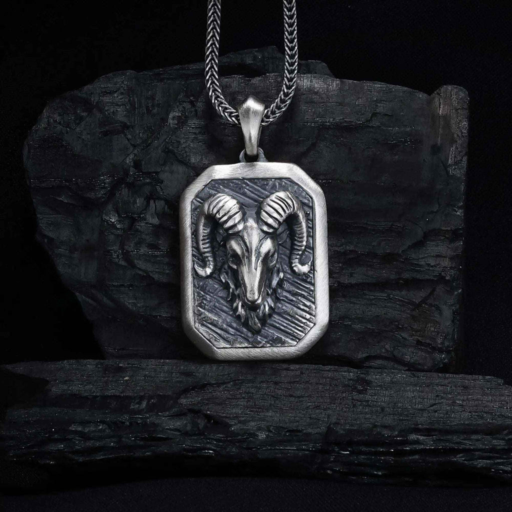 Sterling Silver Ram Necklace: Aries Zodiac Pendant, Birthday Gift