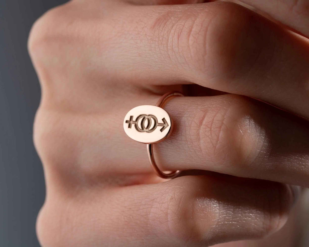 Sterling Silver Heterosexual Symbol Ring: Gender Symbol Jewelry