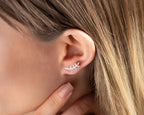 Sterling Silver Leaf Crawler Earrings: Olive Branch Design
