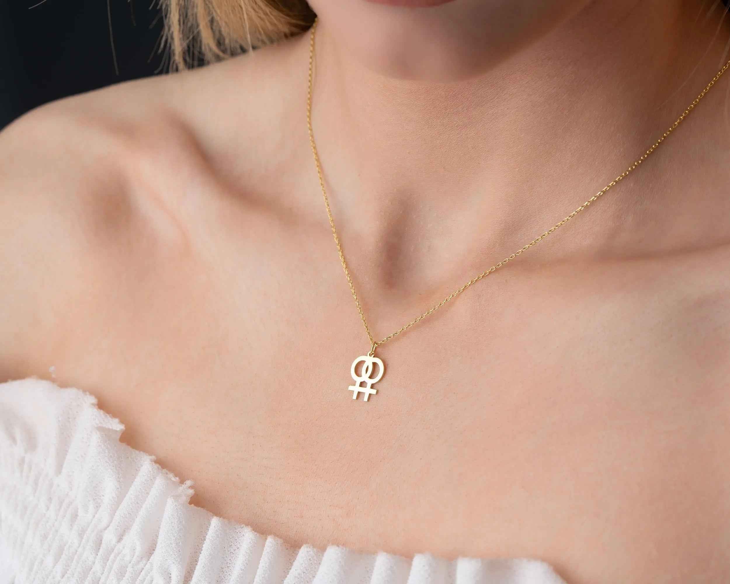 Gold Venus Symbol Necklace: Feminist Jewelry, Girl Power