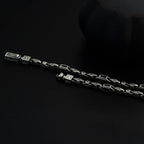 Sterling Silver Men's Bracelet: Black Zircon Vintage Link Design   Charmora Jewelry