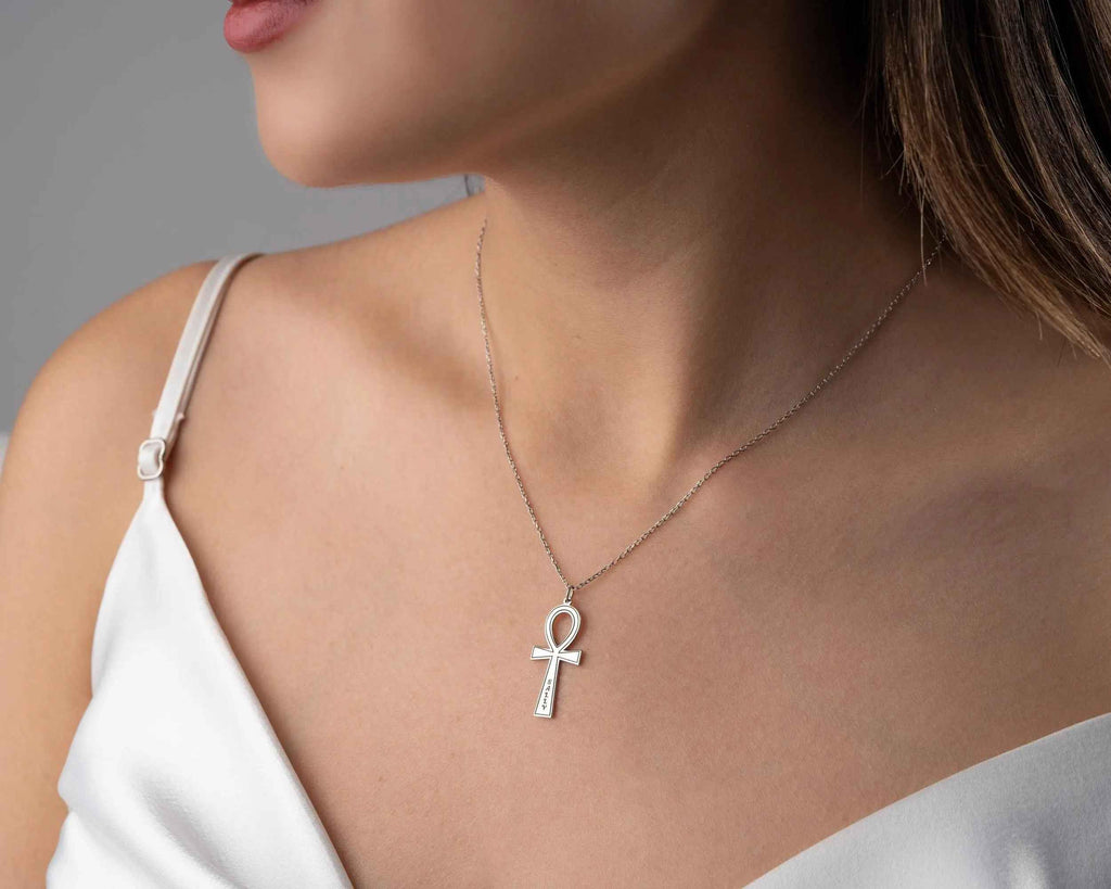 Custom Sterling Silver Ankh Necklace: Personalized Egyptian Jewelry