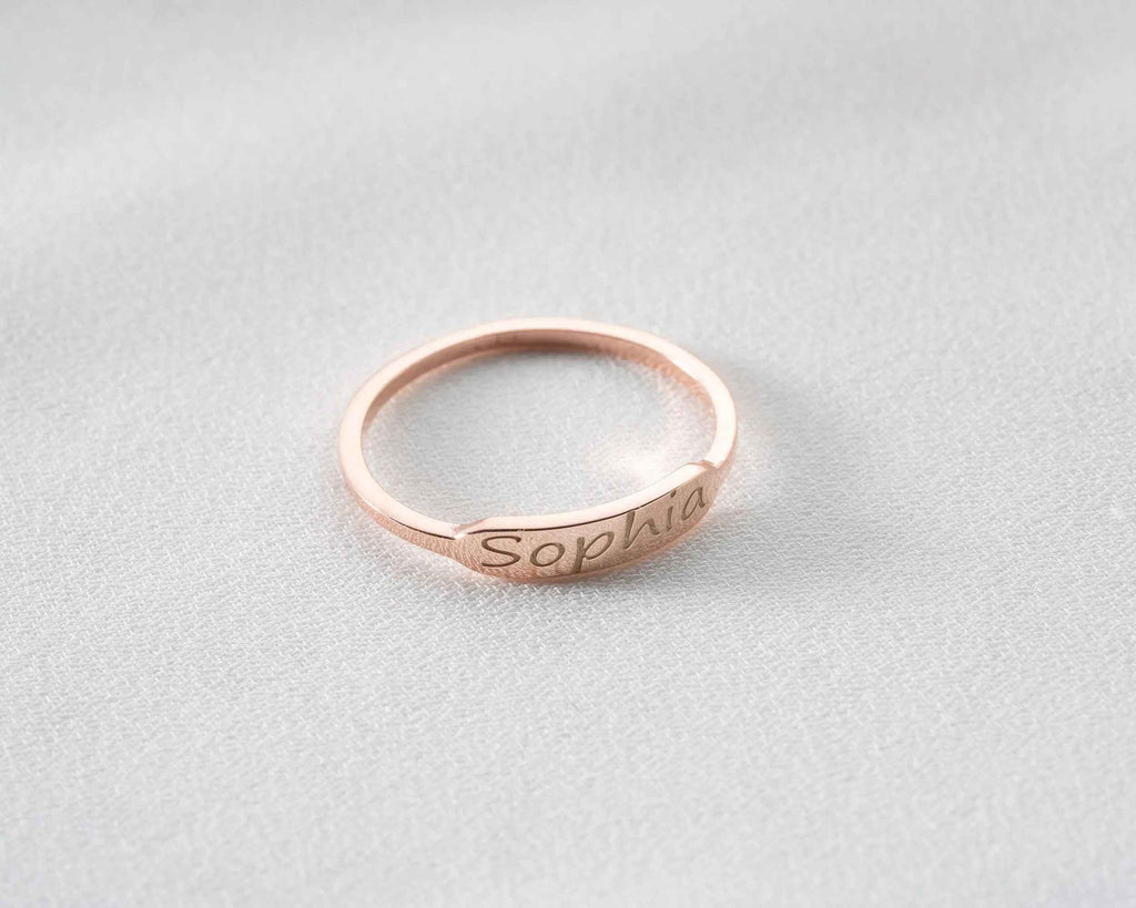 Sterling Silver Custom Name Ring: Personalized Engraved Gift