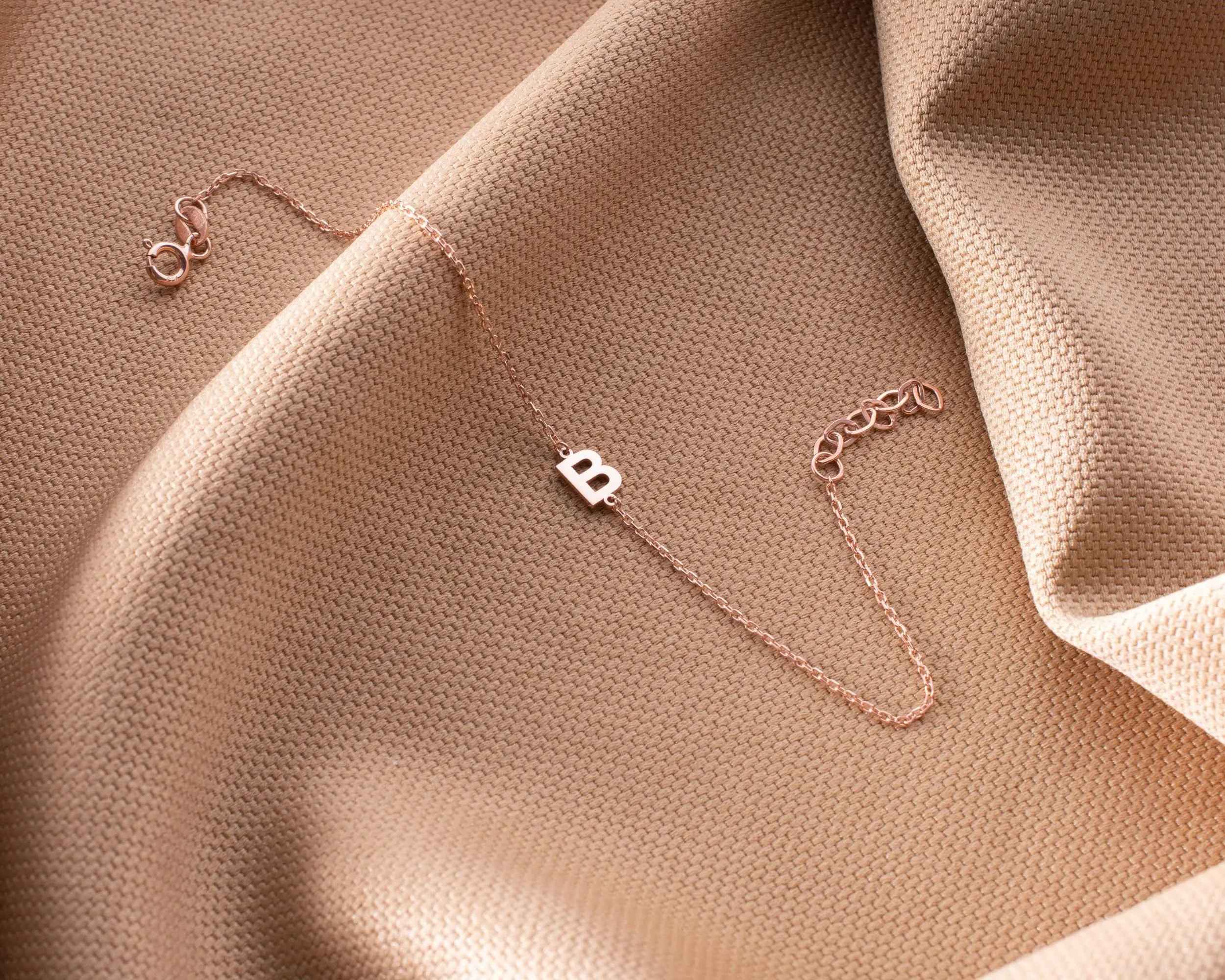 Sterling Silver Initial Bracelet: Personalized Letter Jewelry