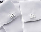 Handmade Sterling Silver Initial Cufflinks: Engraved Groomsmen Gift