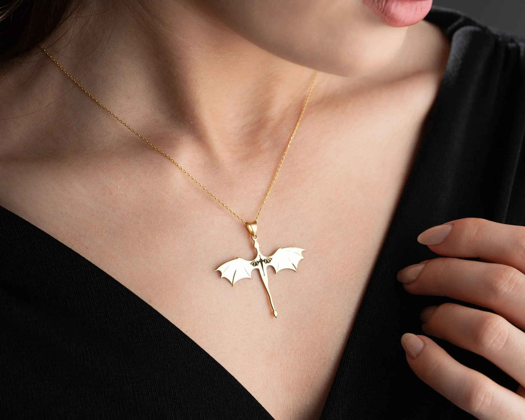 Sterling Silver Dragon Necklace: Acotar Velaris Jewelry