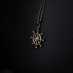 Sterling Silver Nautical Ship Wheel Necklace Gold Pendant   Charmora Jewelry