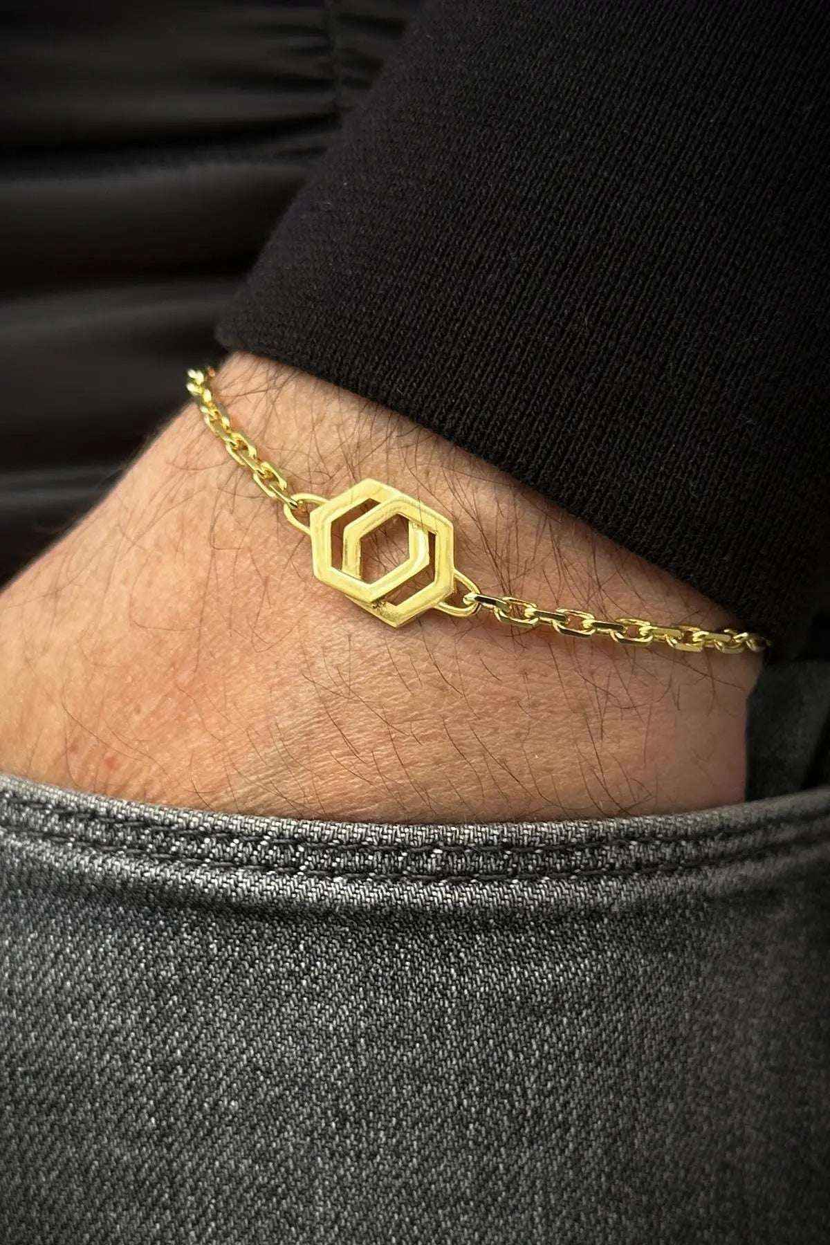 Sterling Silver Geometric Bracelet: Minimal Modern Chain Jewelry