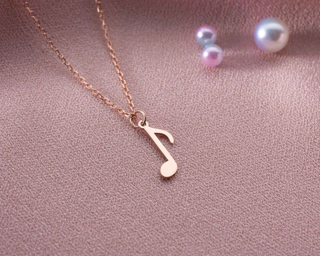 Sterling Silver Music Note Necklace: Musician Gift, 18 Inch Chain