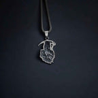 Handmade Sterling Silver Grim Reaper Pendant: Gothic Halloween Necklace