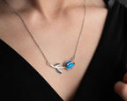 Blue Opal Tulip Necklace: 925 Sterling Silver Pendant