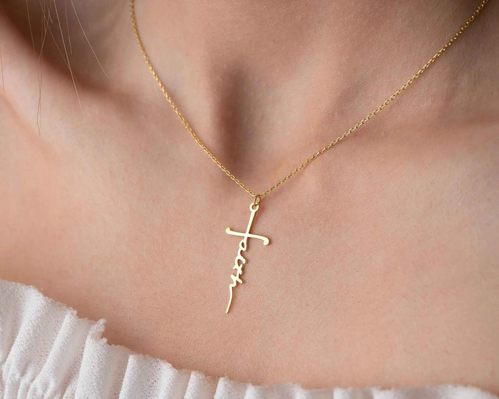 Personalized Sterling Silver Cross Necklace: Faith Jewelry Gift