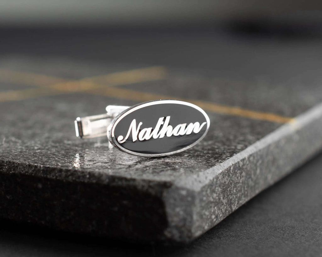 Personalized Sterling Silver Cufflinks: Engraved Initial Wedding Groomsmen Gift   Charmora Jewelry
