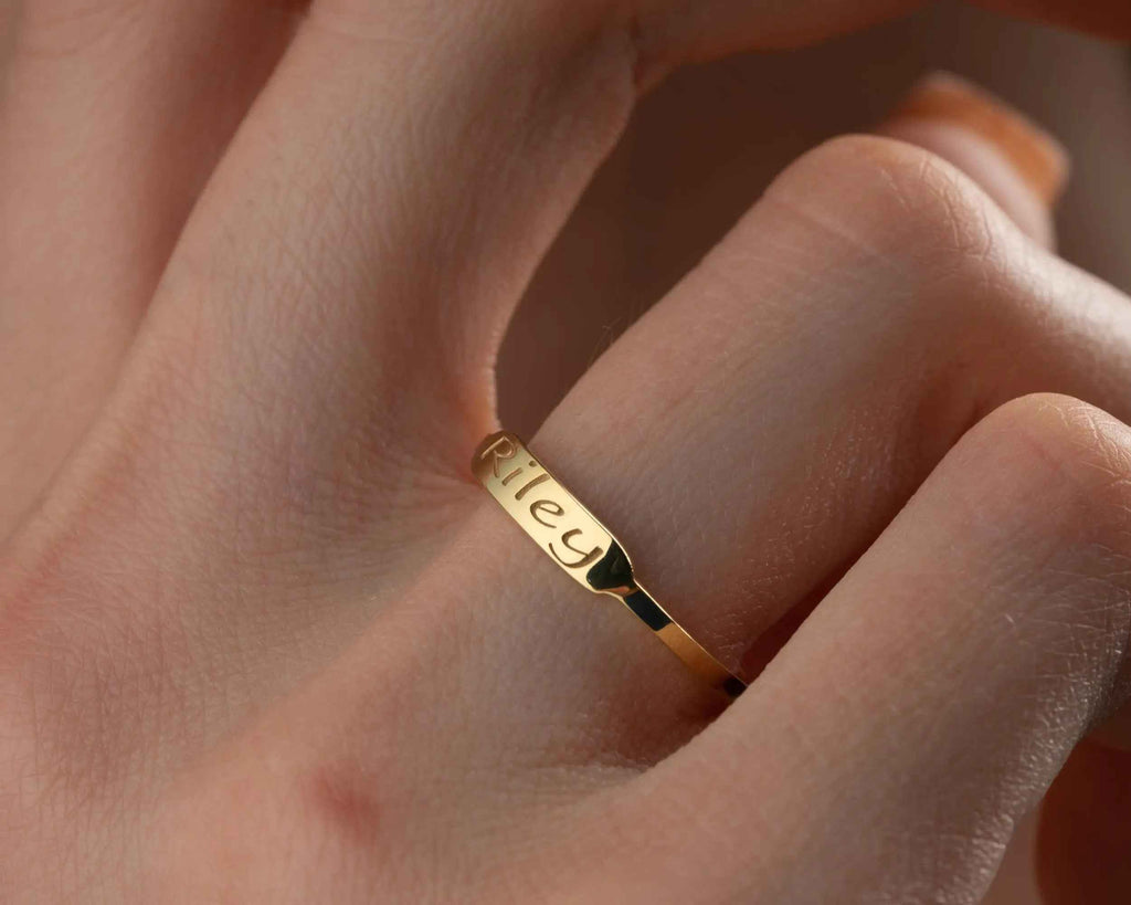 Sterling Silver Dainty Name Ring: Personalized Engraved Jewelry