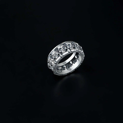 Handmade Oxidized Sterling Silver Skull Ring: Gothic Jewelry Gift   Charmora Jewelry