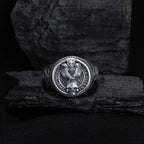 Oxidized Sterling Silver Owl Skull Ring: Gothic Biker Jewelry