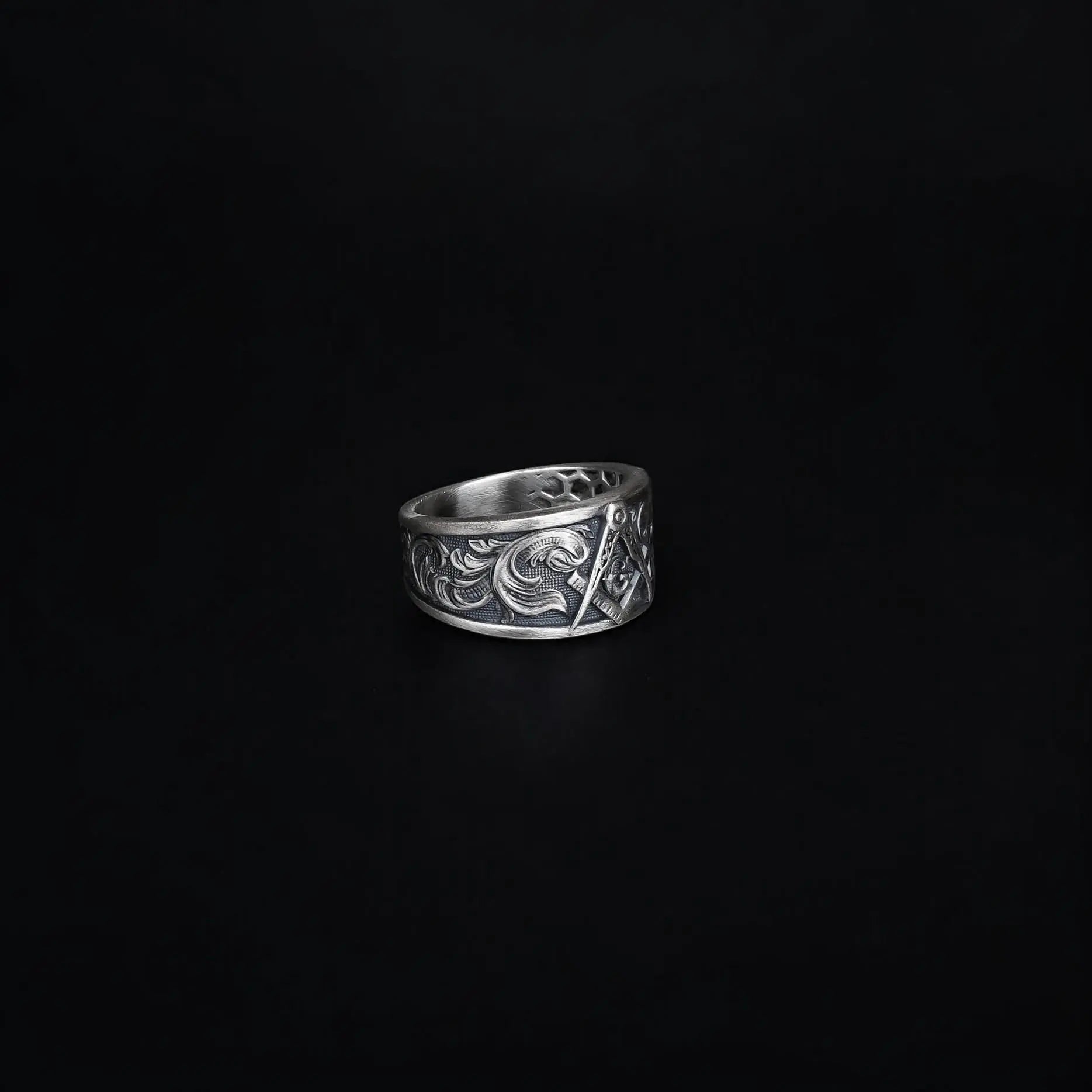 Bague maçonnique en argent sterling : Bijoux cadeau symbole franc-maçon