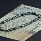 925 Sterling Silver Men's Bracelet: Onyx - Garnet - Navy Blue Zircon Vintage Link Design